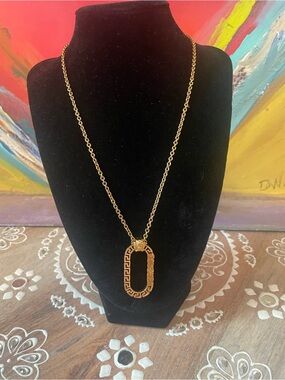 Versace Greca Oval Pendant Necklace